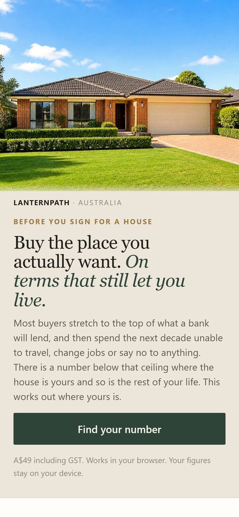 The same page at phone width.